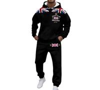 Mens Union Jack Sweatshirts and Sweatpants 2 Piece - Hoody & Joggers Tracksuits Sports Casual Sweat Suit Slim Fit Warm Up Two-Piece Set