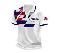 Mens Union Jack T Shirt Great British Flag Polo Shirts Navy White V Neck Button Down Golf Tees Plus Size Short Sleeve Workout Tops Summer England Tshirt Patriotic Ve Day Costumes Holiday Clothing 5XL