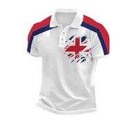 Men's Union Jack T Shirt Short Sleeve Collared Bunting Flags Print Great Britain Polos Vj Day 80th Anniversary Flag 2025 Shirts Plus Size Holiday Clothes for Men UK (A1-White, 5XL)