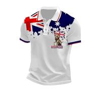 Men's Union Jack T Shirt Short Sleeve Collared Bunting Flags Print Great Britain Polos Vj Day 80th Anniversary Flag 2025 Shirts Plus Size Holiday Clothes for Men UK (A8-White, XL)