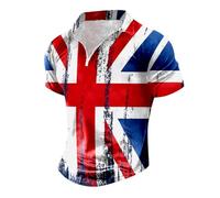 Mens Union Jack T Shirt UK British Flag Polo Shirts 2024 King Charles Coronation Golf Shirts Short Sleeve United Kingdom Men T-Shirts Tops London Embroidery Golf Tennis Cotton T-Shirt Tees