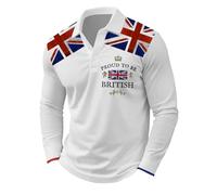 Mens Union Jack T Shirts Great Britain Bunting Flags Print Breathable Quick-Dry Moisture Wicking Workout Golf Gym Sport T-Shirts Casual Collared Tennis Top VE Day Tshirts Birthday Shirt (A-White,M)
