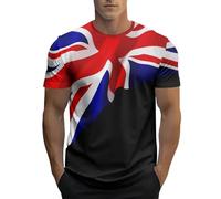 Men's Union Jack T-Shirts Great Britain Bunting Flags Print T Shirts Round Neck Tee Relaxed Fit Short Sleeves Comfortable and Breathable Sports Top