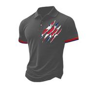 Mens Union Jack Tshirt England Flag Polo Shirts Short Sleeve Cotton Regular-Fit Collared Golf T-Shirts Work Tee Tops King Charles Coronation Plus Size Shirts (Grey-e, XXL)