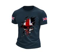 Mens Union Jack Tshirt Great Britain Bunting Flags Print Athletic Tees Exercise Fitness Activewear Short Sleeves Gym Workout Top Vintage T Shirts Veterans Day (#001 Navy,5XL)