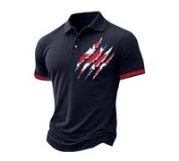 Mens Union Jack Tshirt Men Shirts UK British Flag Floral Shirts Short Sleeve Button Down Funky Casual Beach Holiday Aloha Shirt King Charles Coronation 2025 Oversized T Shirts (Navy-e, L)