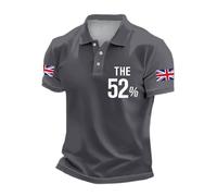 Mens Union Jack Tshirt Queen Platinum Jubilee Short Sleeve Lightweight Breathable Golf Polo Shirt for Men Adult Summer Tennis T-Shirts Army Veteran Polyester Tshirts (B-Grey,XXL)
