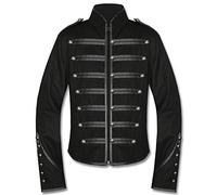 Men's Unique Gothic Steampunk Black Parade Military Marching Band Drummer Jacket Goth Punk Emo (Medium)