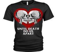 Men's Until Death Do Us Apart Mens T Shirt 100% Cotton Skull Heart Black M