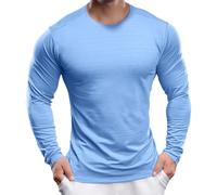 Men's UPF 30+ Sun Protection Shirts Performance Long Sleeve T-Shirt Moisture Wicking Shirt for Running Workout Sky Blue-07 3XL
