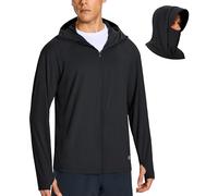 Men's UPF 50+ Light Jacket Full Zip Sun Protection Hoodie Quick Dry Athletic Long Sleeve Shirts Hiking Fishing Running, Black, M
