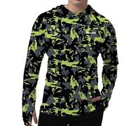 Men's UPF 50+ Sun Protection Hoodie Shirt Long Sleeve SPF Fishing Outdoor UV Hiking Lightweight Shirts, C-a-fluorescent Green, XL
