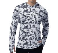 Men's UPF 50+ Sun Protection Hoodie Shirt Long Sleeve SPF Fishing Outdoor UV Hiking Lightweight Shirts, C-a-grey, X-Large