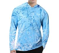 Men's UPF 50+ Sun Protection Hoodie Shirt Long Sleeve SPF Fishing Outdoor UV Hiking Shirts Lightweight…, A-c-ocean Blue, 4XL