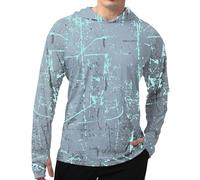 Men's UPF 50+ Sun Protection Hoodie Shirt Long Sleeve SPF Fishing Outdoor UV Hiking Shirts Lightweight, Light Grey, X-Large