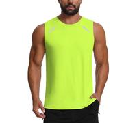 Men's UPF 50+ Sun Protection Vest Sleeveless T-Shirt Breathable Mesh Back Quick Dry Gym Tank Top with Reflective Strip for Running, Training & Summer Sports Green