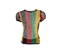 Men's Urban Designer Rasta Lion One Love Reggae Fishnet String Cotton Muscle T-Shirt, Black, Red, Yellow (UK, Alpha, L, Regular, Regular, Black)