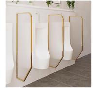 Men's Urinal Privacy Baffle Screen - Stainless Steel Wall-Mounted Urinal Divider Panel for Hotels, Schools, Shopping Malls - 2 Pack Gold Urinal Partition