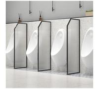Men's Urinal Privacy BaffleWall Mounted Toilet Partition Divider Tempered Glass Privacy Screen for Public Restrooms Ideal for Hotels Schools & MallsSet of 2 Black