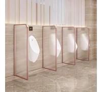 Men's Urinal Privacy Partition - 3 Pcs Stainless Steel & Tempered Glass Divider, Rose Gold Toilet Screen for Hotels & Bathrooms, Durable Urinal Baffle
