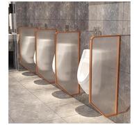 Men's Urinal Privacy Screen Baffle - 3 Pcs Tempered Glass Divider with Stainless Steel Frame, Wall-Mounted Toilet Partition for Public Restrooms, Hotels, Shopping Malls, Rose Gold