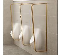 Men's Urinal Privacy Screen Divider Wall-Mounted Translucent Glass Stainless Steel Frame for Public Space Hotel Restaurant