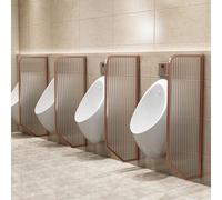 Men's Urinal Privacy Screen Wall-Mounted Stainless Steel with Tempered Glass Waterproof Baffle Partition for Hotel & Public Bathroom