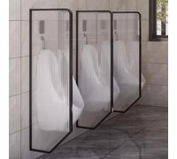 Men's Urinal Privacy Screen Wall-Mounted Stainless Steel with Tempered Glass Waterproof Baffle Partition for Hotel & Public Bathroom