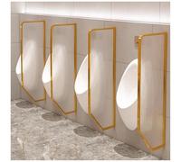 Men's Urinal Privacy Screens with Tempered Glass, Wall Mounted Public Toilet Partition Divider, Men's Urinal Privacy Waterproof Baffle for Shopping Malls, Hotel,Gold-4 Pcs