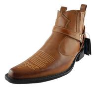 Mens US Brass Tan Cowboy Western Boots Eastwood Size 7