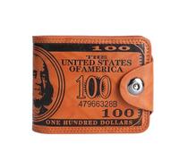 Men's US Dollar Wallet Bill Money Bifold Safe Purse,Billfold Leather Credit Card Photo Holder with Magnetic Buckle (Orange)