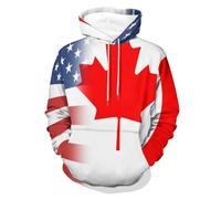 Men's USA And Canadian Flag Hoodie - Cozy And Stylish Pullover Hooded Sweatshirt 3XL