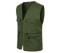 Men's Utility Fishing Vest Lightweight Outdoor Work Safari Travel Photo Multi Pockets Waistcoats Casual Outwear Gilet Cargo Vest Jacket Summer Sleeveless Gillette Jackets