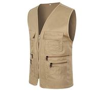 Men's Utility Fishing Vest Lightweight Outdoor Work Safari Travel Photo Multi Pockets Waistcoats Casual Outwear Gilet Cargo Vest Jacket Summer Sleeveless Gillette Jackets