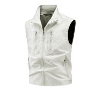 Mens Utility Work Cargo Vest with Multi Zipper Pockets Lightweight Breathable Summer Outdoor Fishing Safari Hunting Vests for Men Journalist Photographer Sleeveless Waistcoat Jackets