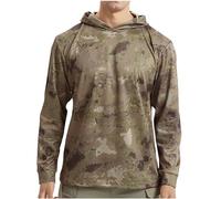 Men's UV Sun Protection Shirt Sale, UPF 50+ Camo Hoodie Long Sleeve Quick Dry SPF Hiking Fishing Shirts Rash Guard Camouflage Tees Moisture Wicking Sport Tops Sweatshirts Plus Size S-XXL