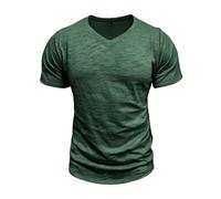 Mens V-Neck Bamboo Cotton T-Shirts Casual Basic Running Shirts Plain Color Stretch Classic Slim-Fit Comfy Breathable Lightweight Comfortable Short Sleeve Shirts Outdoor Workout Green
