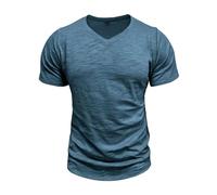 Mens V-Neck Bamboo Cotton T-Shirts Casual Basic Running Shirts Plain Color Stretch Classic Slim-Fit Comfy Breathable Lightweight Comfortable Short Sleeve Shirts Outdoor Workout Navy