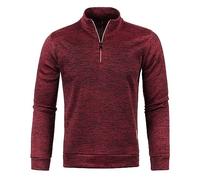 Mens V Neck Jumper Long Sleeve 1/4 Zip Sweatshirt Fleece Lined Pullover Regular Fit Autumn Winter Velvet Sweatshirts Sweat Tops UK Size 10-20