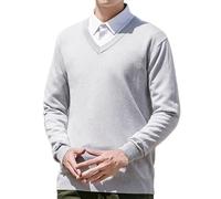Mens V Neck Knit Jumper Pullover Long Sleeve Soft Touch Knitwear Stretch Plain Classic Sweater Casual Business Lightweight Knitted Jumpers Tops