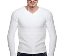 Mens V Neck Long Sleeve Base Layer, Mens Plain Thermal Base Layer, Stylish And Versatile Thermal Underwear Minimalist Fleece Lined Thermal Underwear Comfortable Slim Fit Underlayer