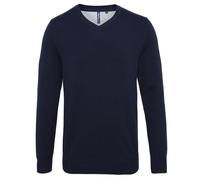 Mens V Neck Sweater Plain Knitted Jumper Long Sleeve Jersey Asquith & Fox