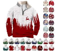 Men's V-Neck Thermal Jumper | Hip Hop Santa DJ Christmas Print Casual Sweatshirt | Men's Christmas Sweaters