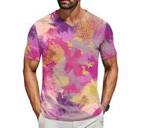 Men's V-Neck Tie Dye T-Shirt,Short Sleeve Casual Top,Breathable Summer Casual Basic Tees Top Regular Fit (Multicolor)