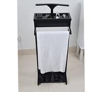 Men's Valet Wood Wardrobe Suit Valet Stand Organizer Modern Freestanding Suit Hanger Clothes Rack With Hanger, Trouser Bar And Tie & Belt Bar And Shoe Rack ( Color : Svart , Size : 17.5*14.3*43.4in )