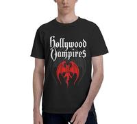 Men's Vampires Rock Supergroup Holly*Wood Cotton T-Shirts Stylish Prints Crewneck Classic Short-Sleeved Shirt Stress-Free for Daily Commuting Black 3XL