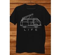 Men's Van Life Graphic 100% Cotton Minimalist Camper Van & RV Design T Shirt Multicolor