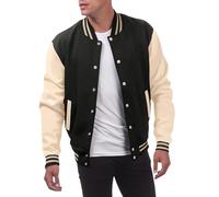 Men's Varsity Jacket Boys College Varsity Jackets Mens Long Sleeve Baseball Varsity Bomber Jacket University Colllegiate Top Varsity Jacket Men Black