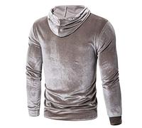 Men's Velour Hip Hop Versatile Hoodies Flannel Outdoor Sweatshirt Thick Gold Velvet Warm Pullover Top Solid Color Hoodie Casual Sweater Mens T-Shirt Trendy Wild Sweater Coat Outwear Blouse