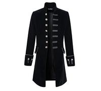 Mens Velvet Goth Steampunk Victorian Frock Coat (M, Black)